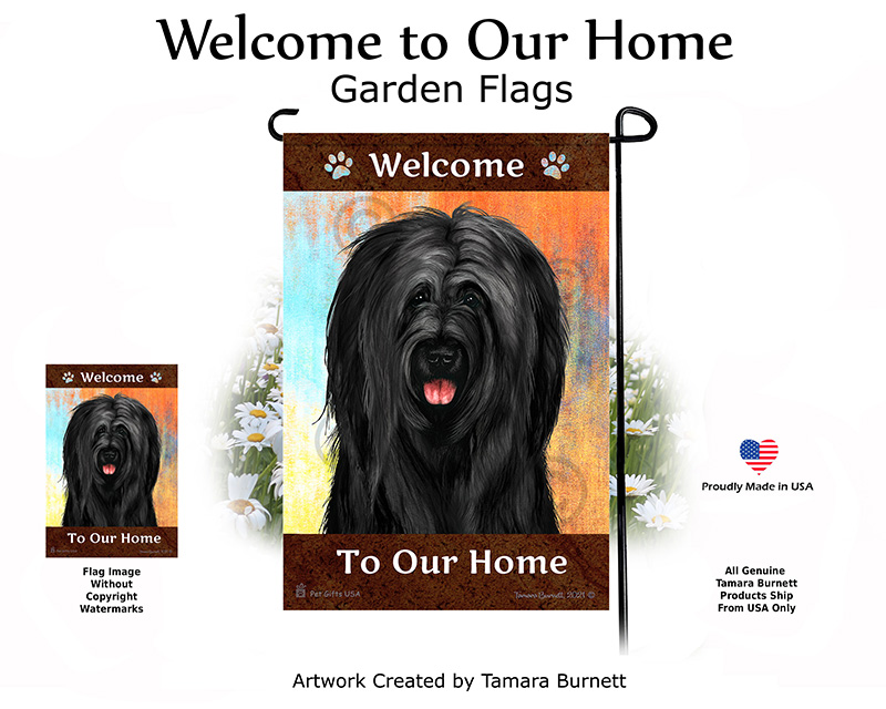 Briard Black Uncropped Welcome To Our Home - Garden Flag image