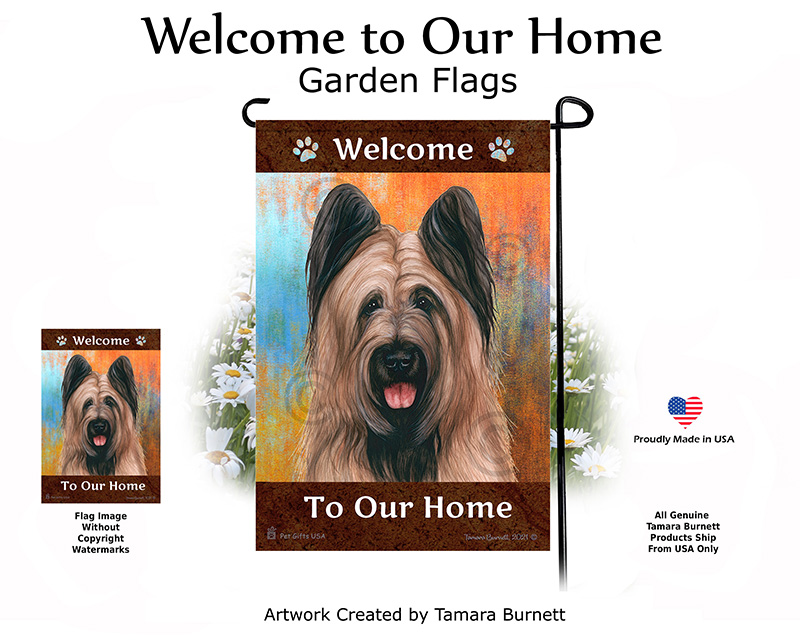 Briard Fawn Cropped Welcome To Our Home - Garden Flag image