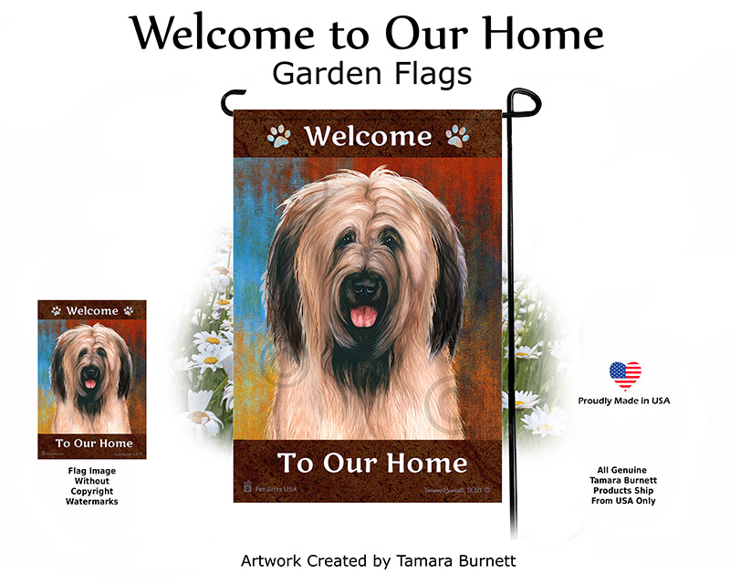 Briard Fawn Uncropped Welcome To Our Home - Garden Flag image