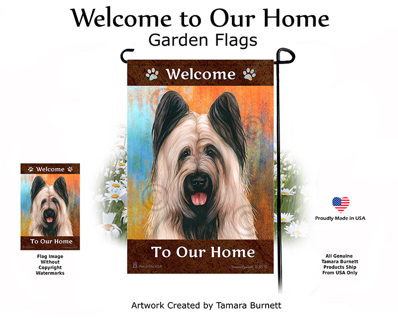 Briard Light Fawn Cropped Welcome To Our Home - Garden Flag image