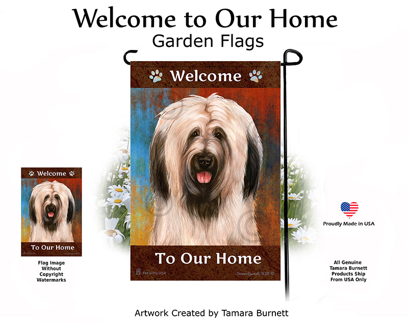 Briard Light Fawn Uncropped Welcome To Our Home - Garden Flag image