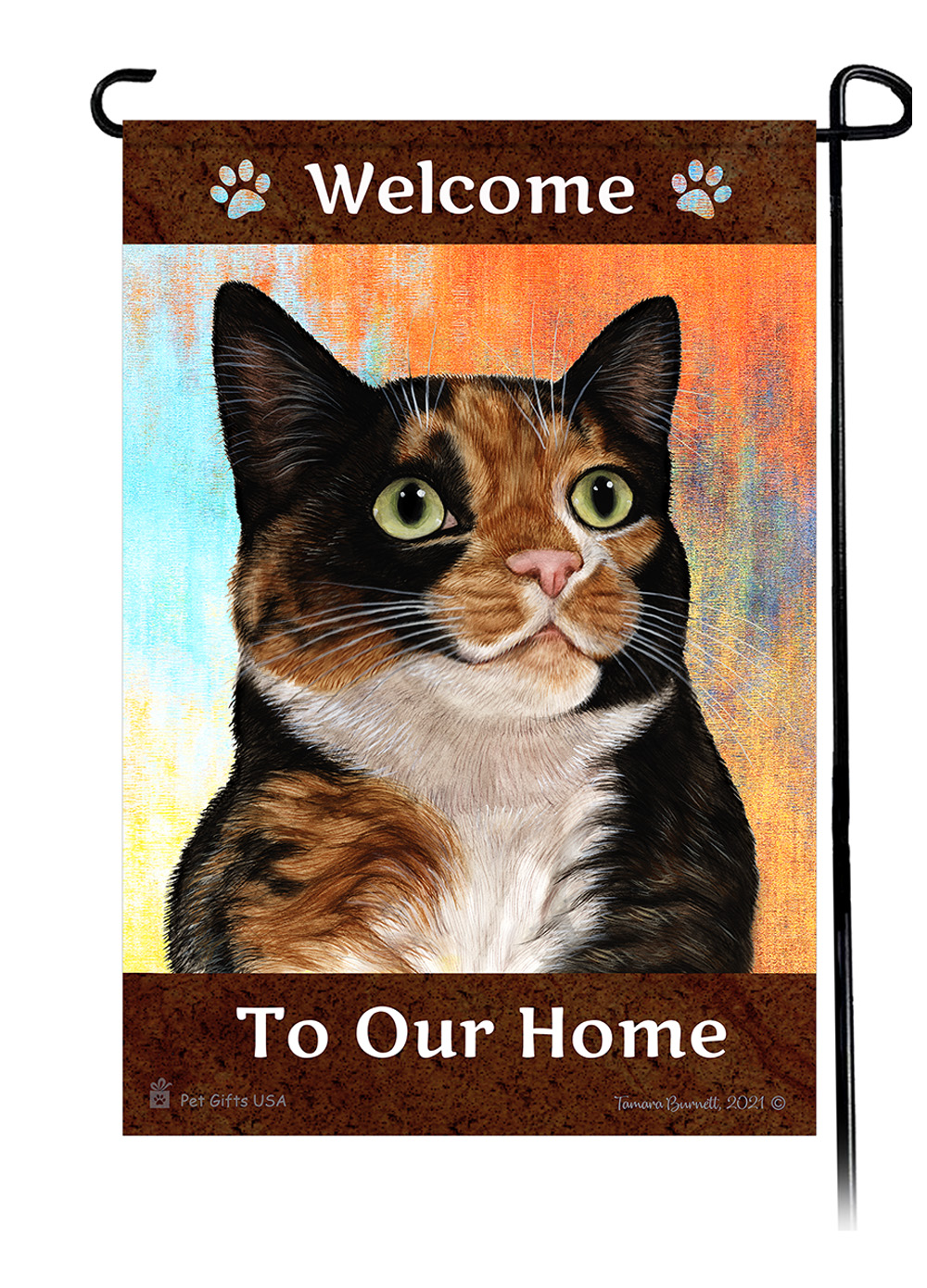 Tortoiseshell Welcome To Our Home - Garden Flag image Tortoiseshell Welcome To Our Home - Garden Flag image