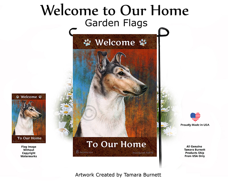 Smooth Collie Blue Merle Welcome To Our Home - Garden Flag image