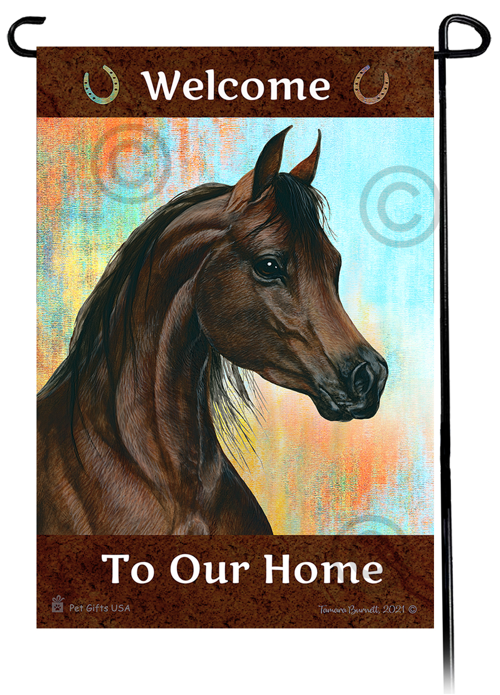 Arabian Horse Chestnut Welcome To Our Home - Garden Flag image