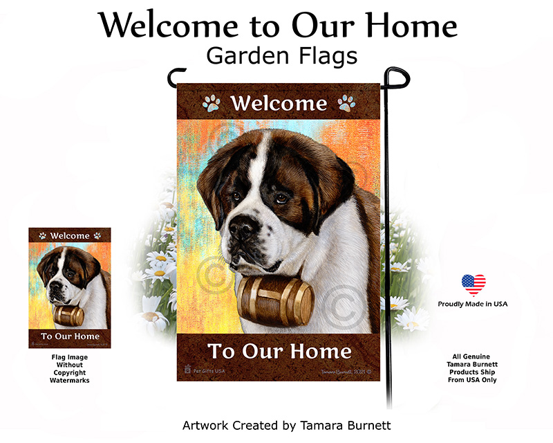 Saint Bernard Welcome To Our Home - Garden Flag image