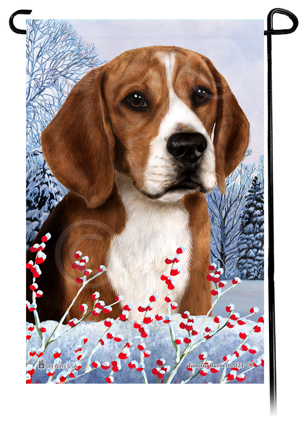 Beagle - Winterberries Garden Flag