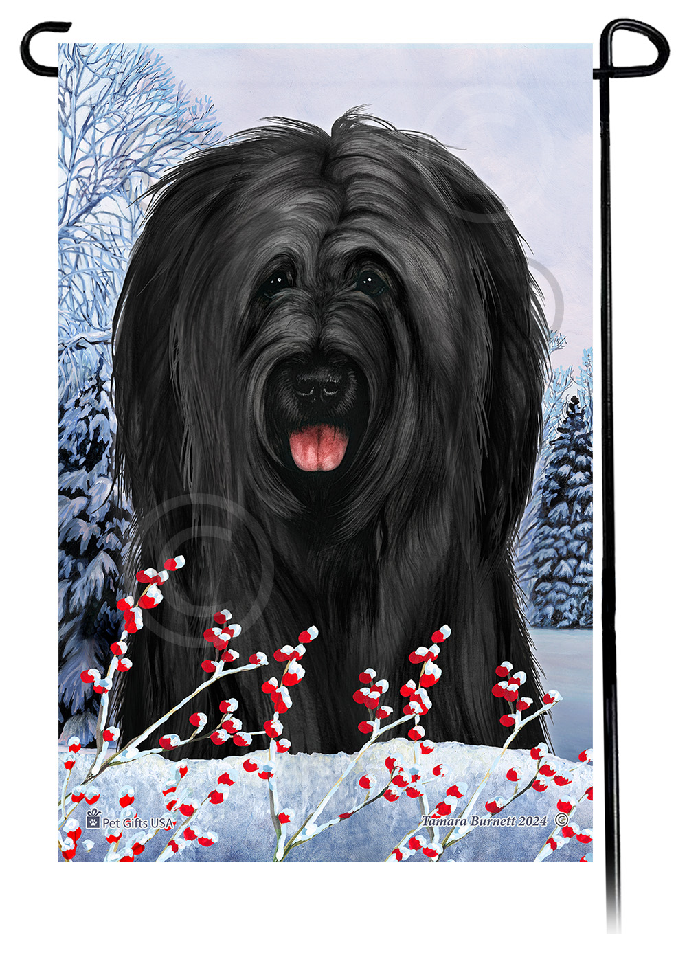 Briard (Black Uncropped) - Winterberries Garden Flag