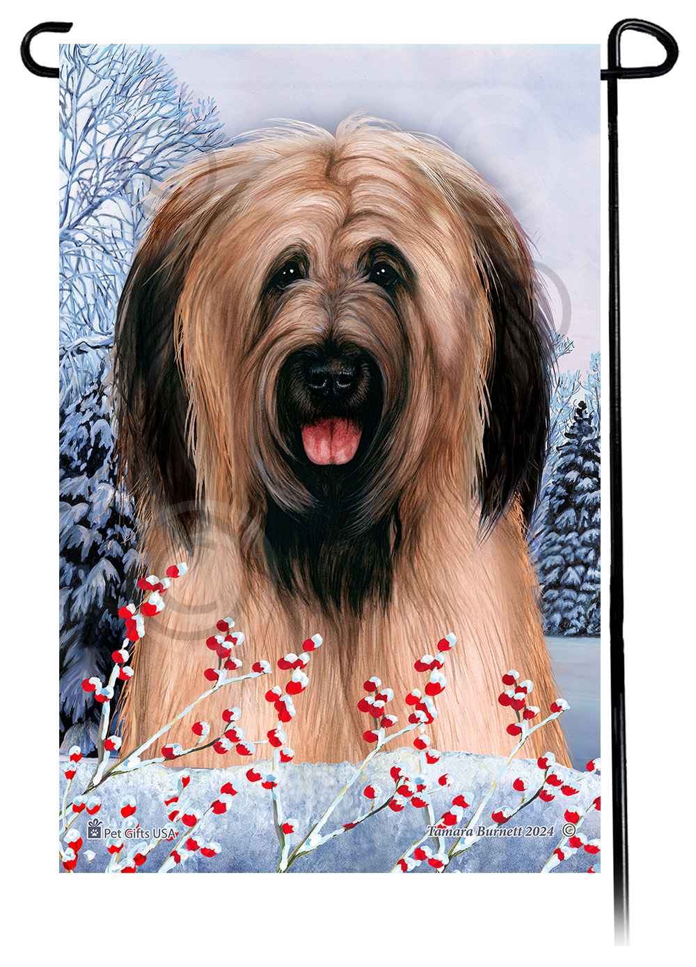 Briard (Fawn Uncropped) - Winterberries Garden Flag