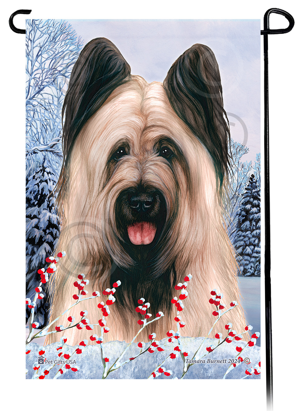 Briard (Light Fawn Cropped) - Winterberries Garden Flag