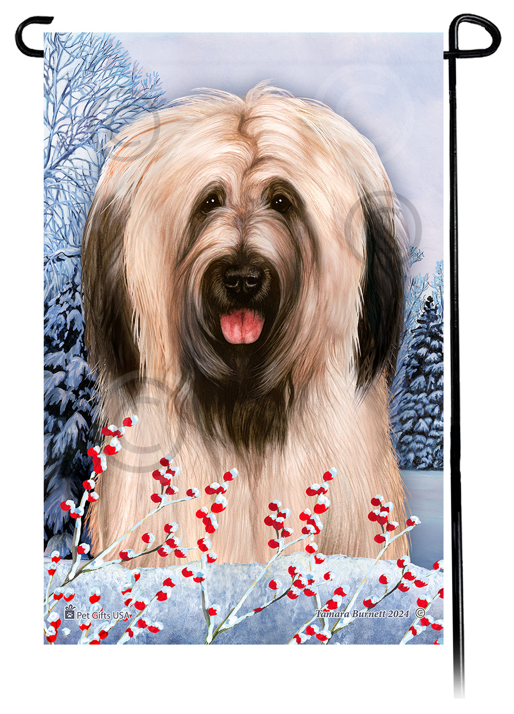 Briard (Light Fawn Uncropped) - Winterberries Garden Flag