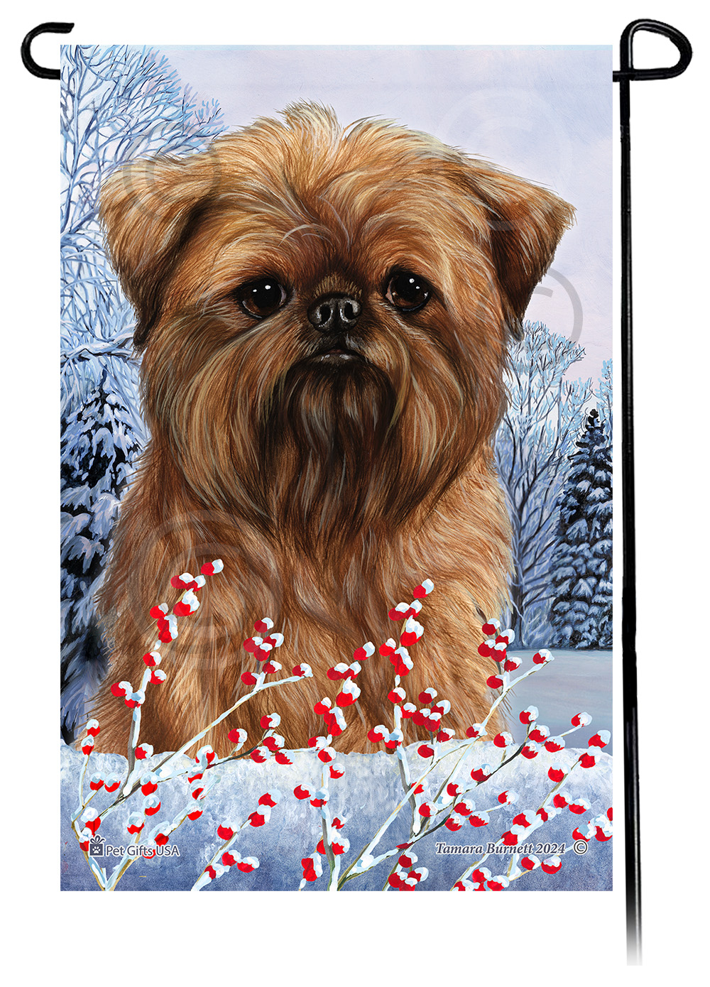 Brussels Griffon - Winterberries Garden Flag