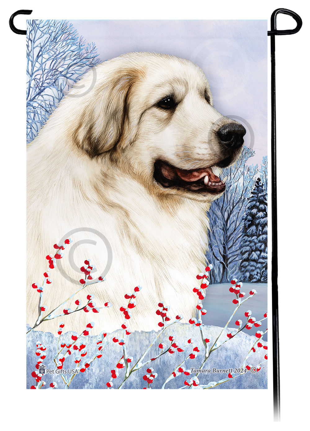 Great Pyrenees - Winterberries Garden Flag