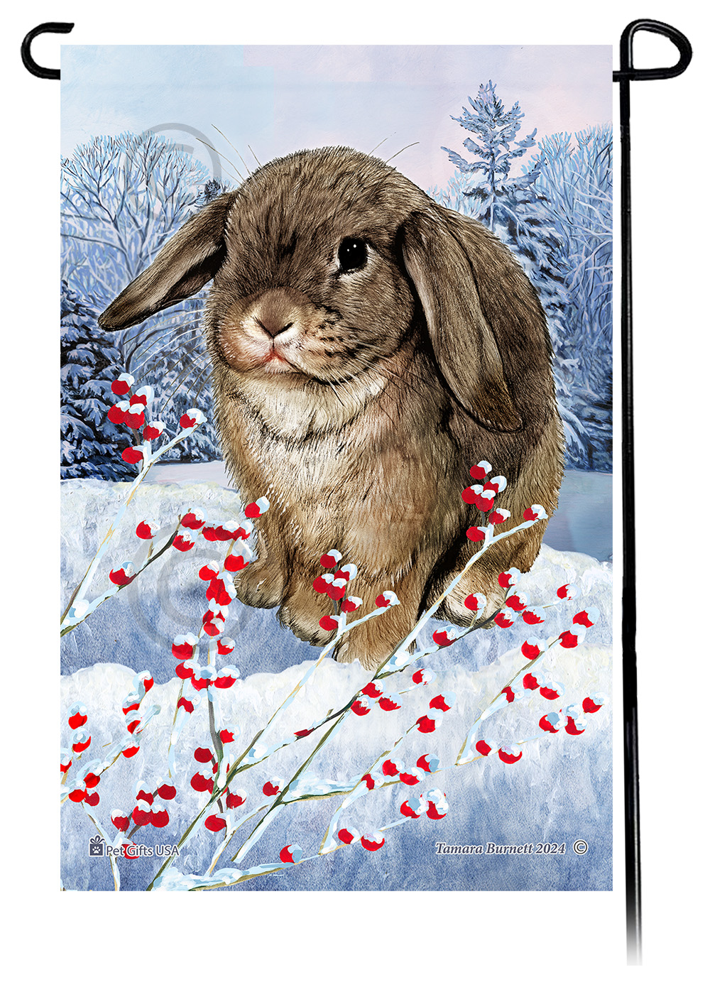 Mini Lop Rabbit (Agouti) - Winterberries Garden Flag
