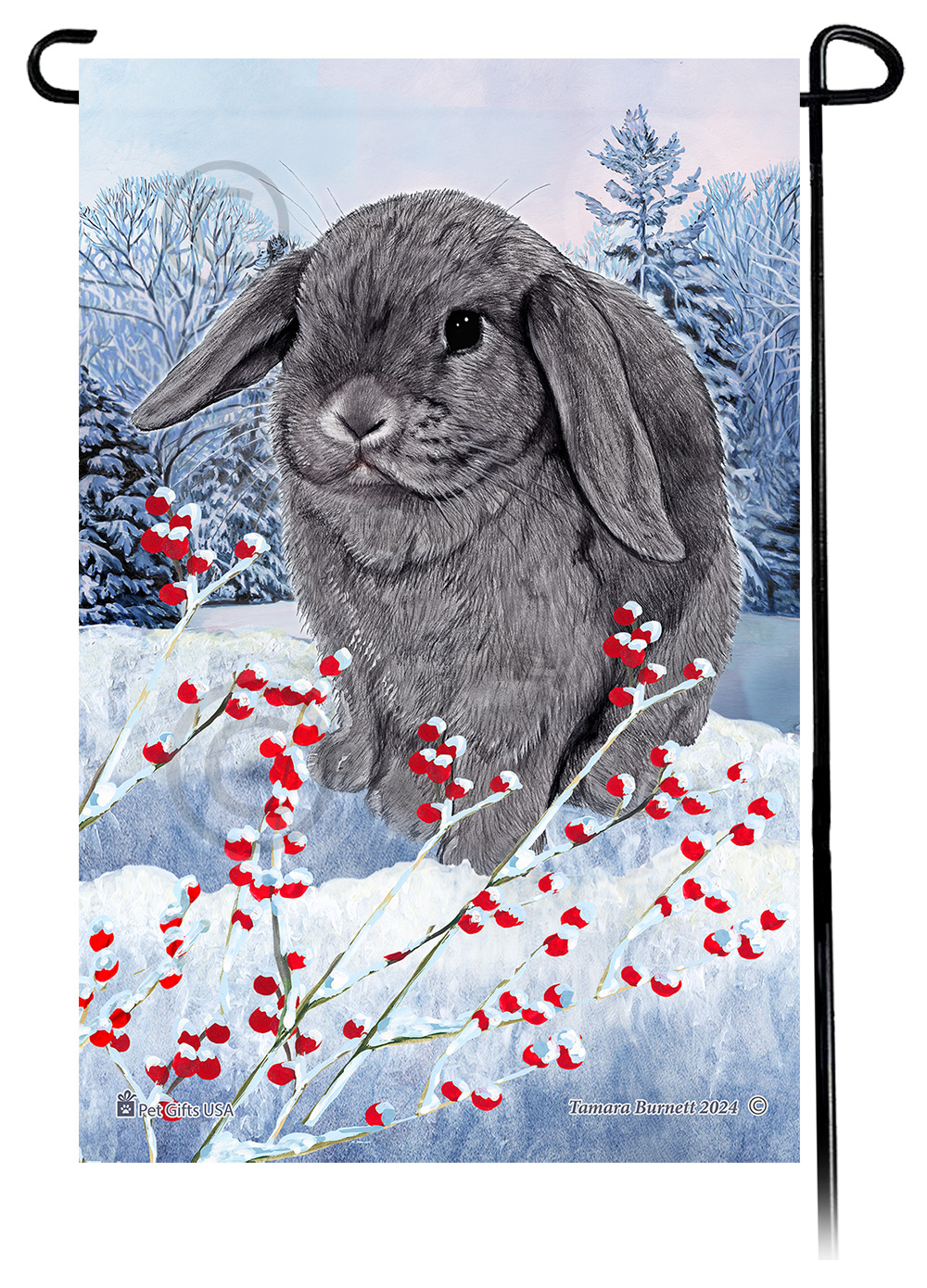 Mini Lop Rabbit (Blue) - Winterberries Garden Flag