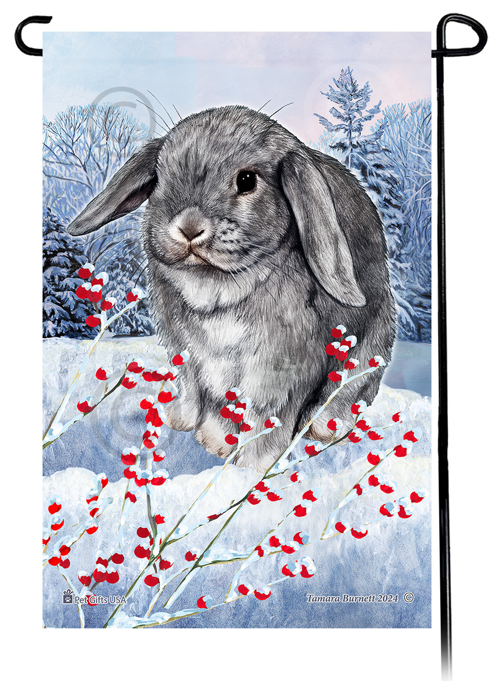 Mini Lop Rabbit (Chinchilla) - Winterberries Garden Flag