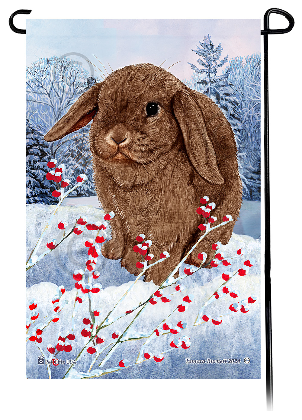 Mini Lop Rabbit (Chocolate) - Winterberries Garden Flag