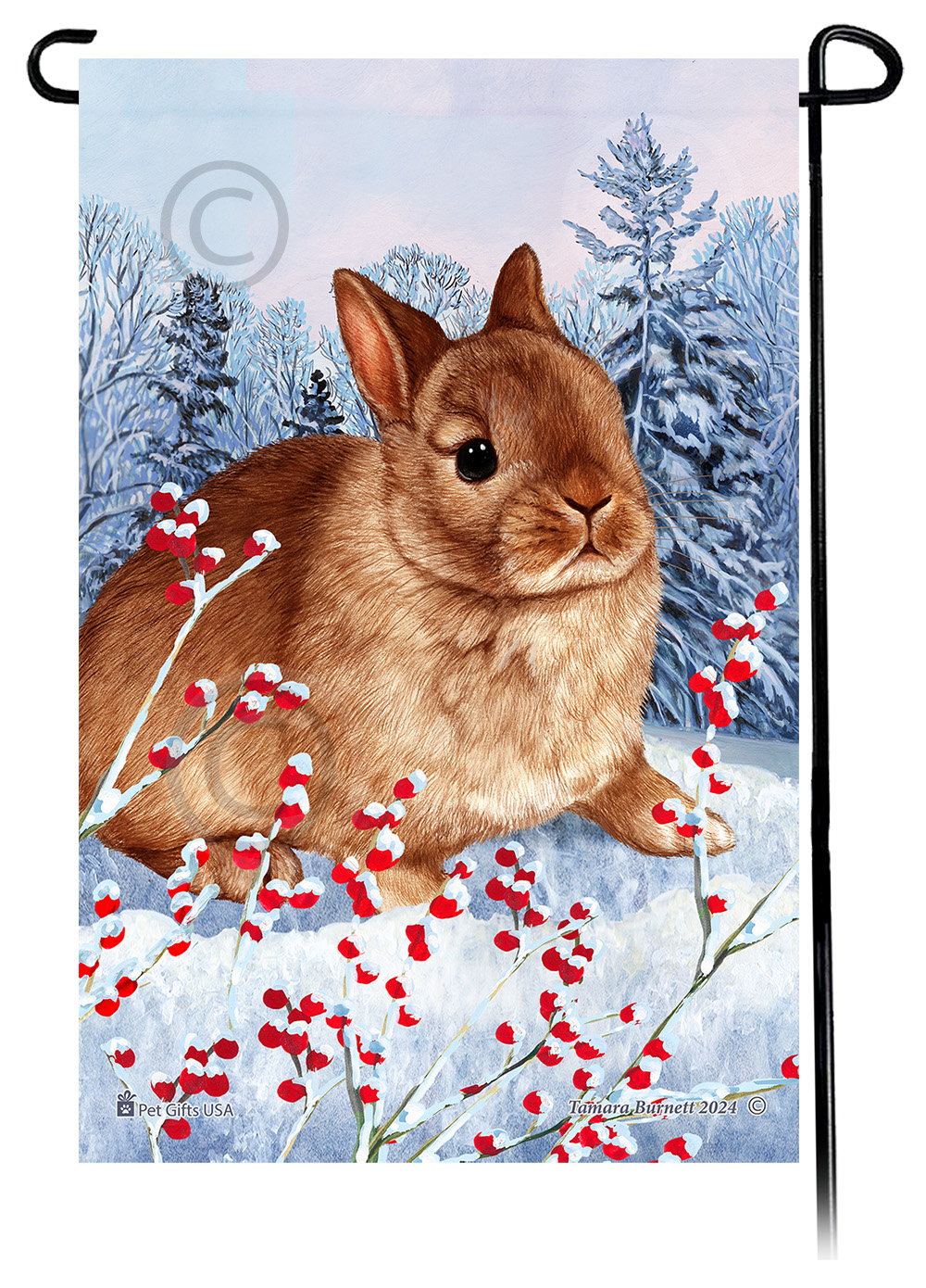 Netherland Dwarf Rabbit (Cinnamon) - Winterberries Garden Flag