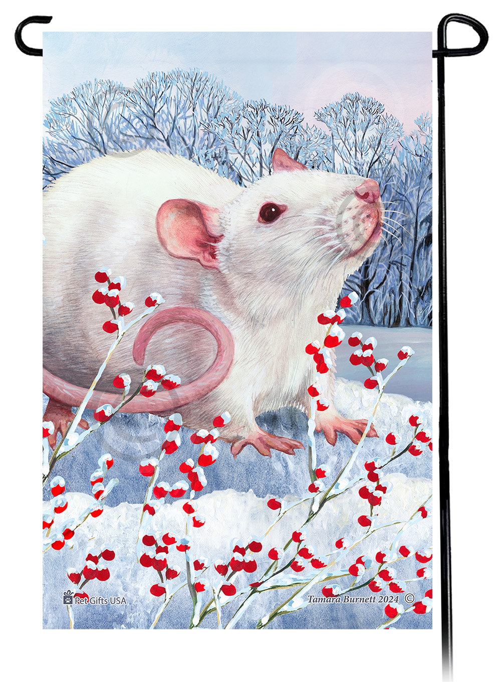 Black Rat (White) - Winterberries Garden Flag