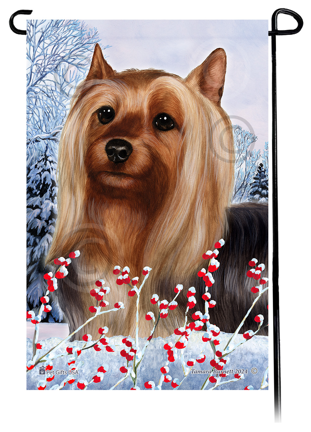 Silky Terrier - Winterberries Garden Flag