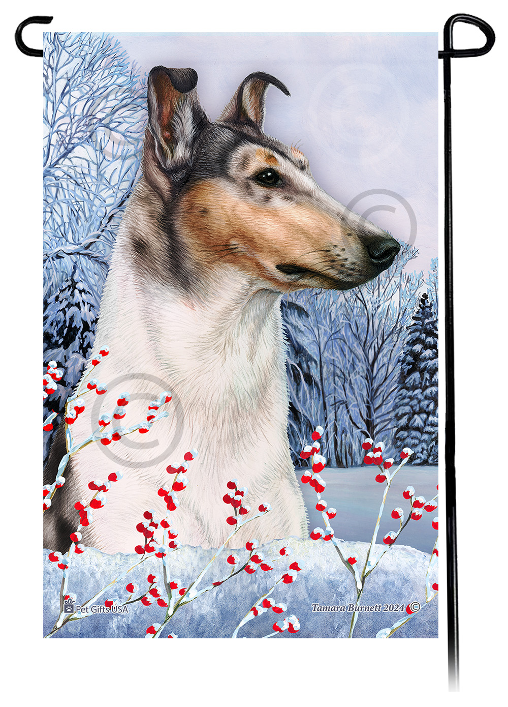 Smooth Collie (Blue Merle) - Winterberries Garden Flag