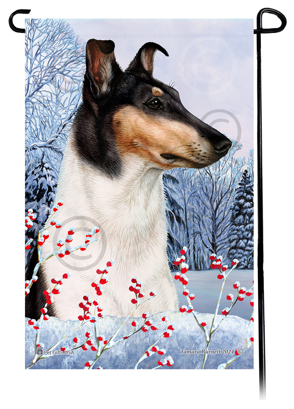 Smooth Collie (Tri) - Winterberries Garden Flag