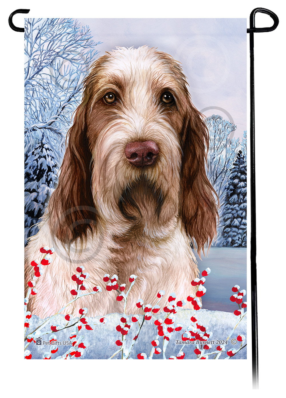 Spinone Italiano (Brown And White) - Winterberries Garden Flag