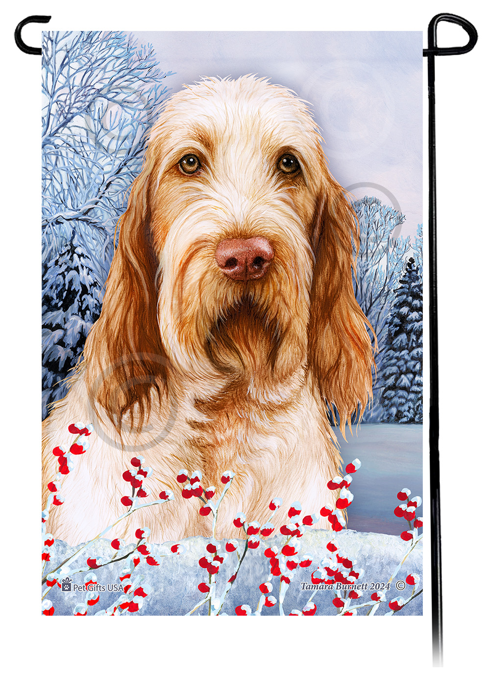 Spinone Italiano (Orange And White) - Winterberries Garden Flag