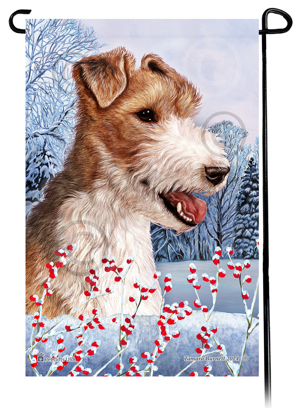 An image of product 28631 - Wire Hair Terrier (Fox) - Winterberries Garden Flag