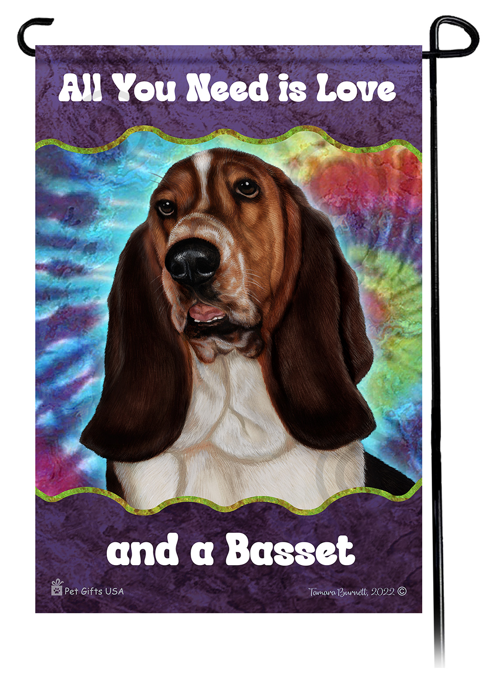 Basset Tri Color Woofstock Garden Flag image