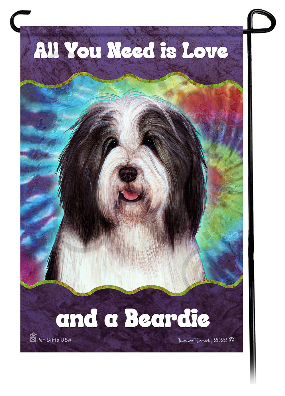 Bearded Collie Black & White Woofstock Garden Flag image
