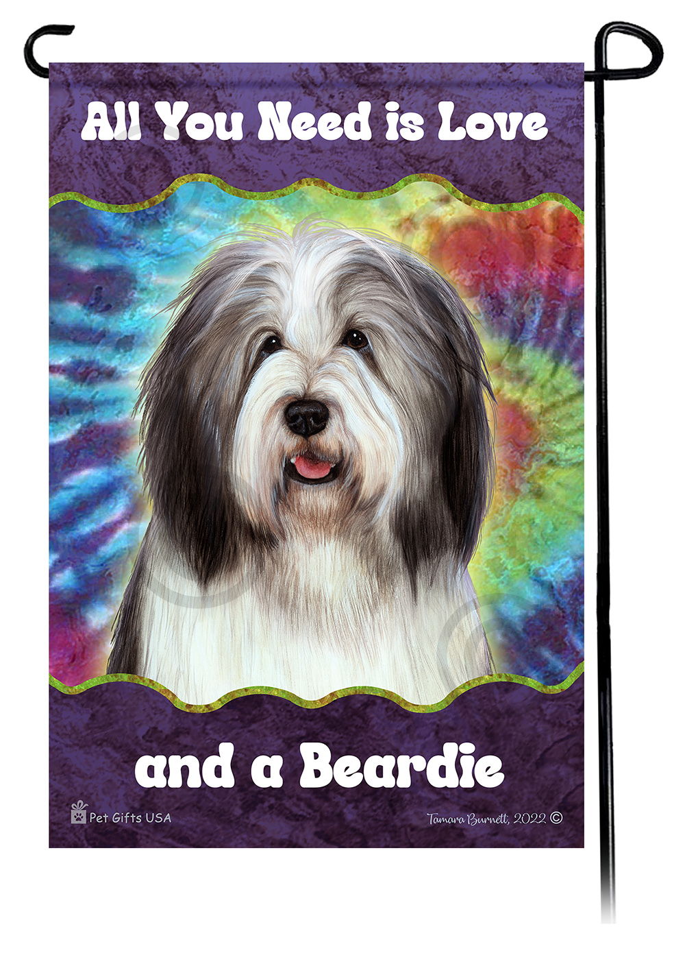 Breaded Collie Grey & White Woofstock Garden Flag image