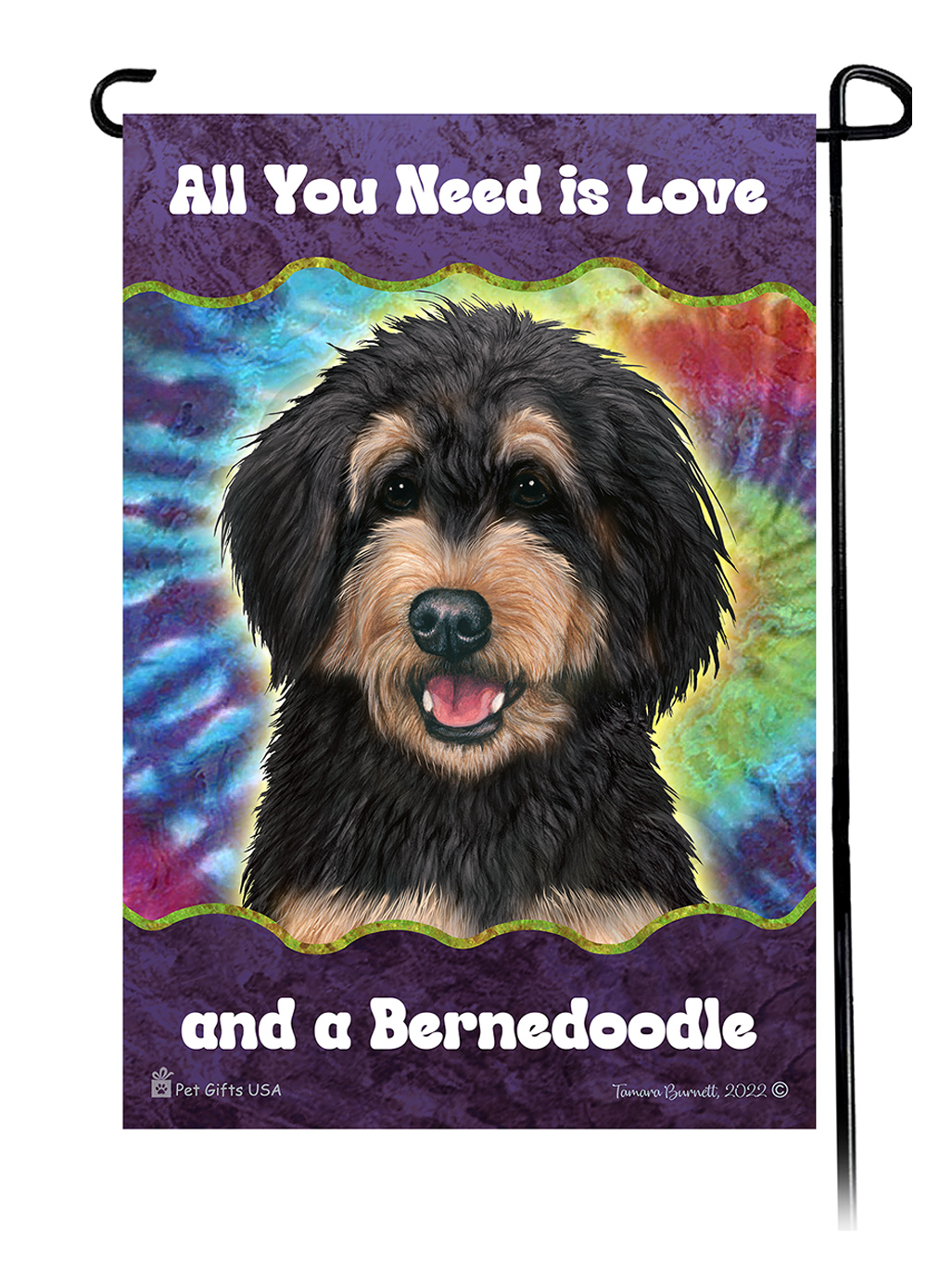 Bernedoodle Black & Tan Woofstock Garden Flag Image