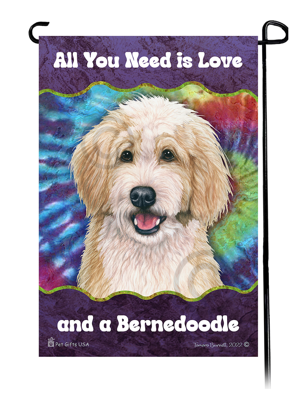 Bernedoodle Blonde & White Woofstock Garden Flag Image