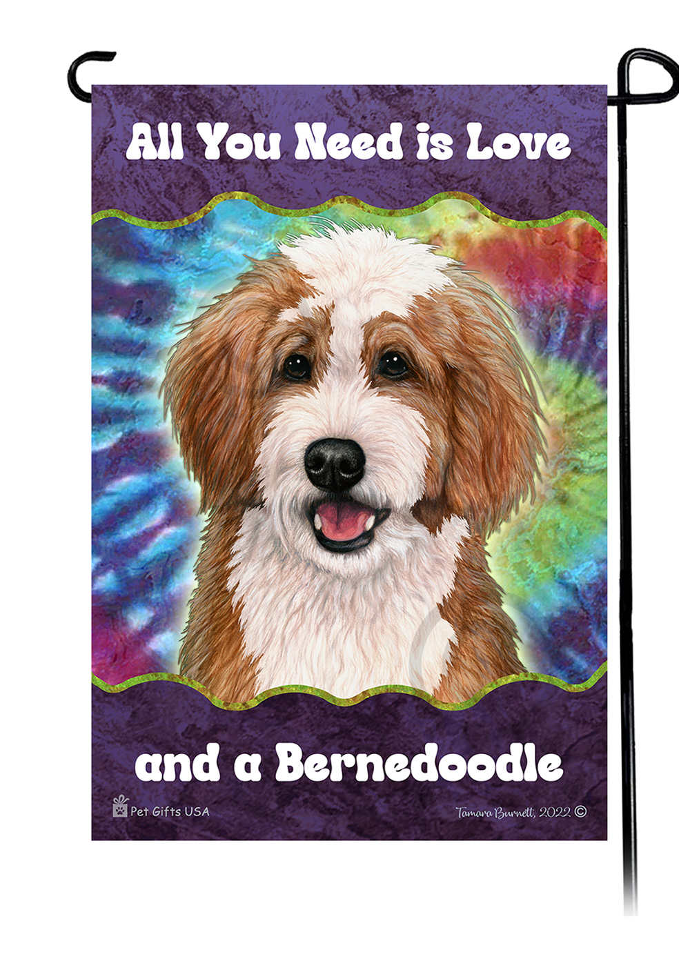 Bernedoodle Red & White Woofstock Garden Flag Image