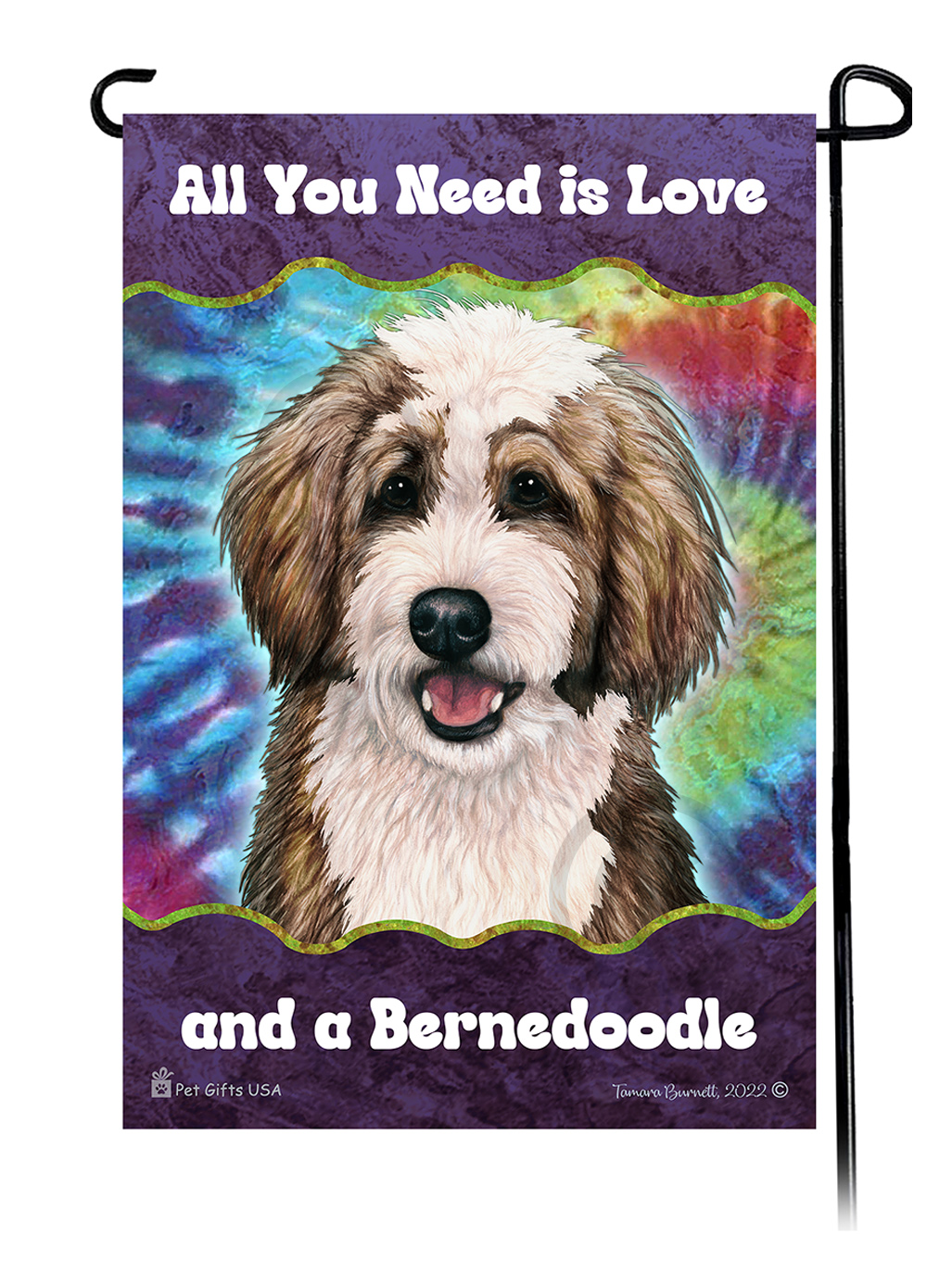 Bernedoodle Sable & White Woofstock Garden Flag Image