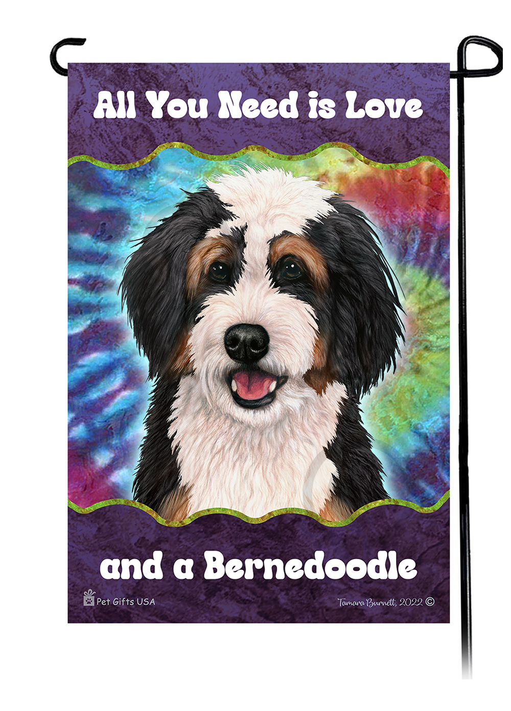 Bernedoodle Tri Color Woofstock Garden Flag Image