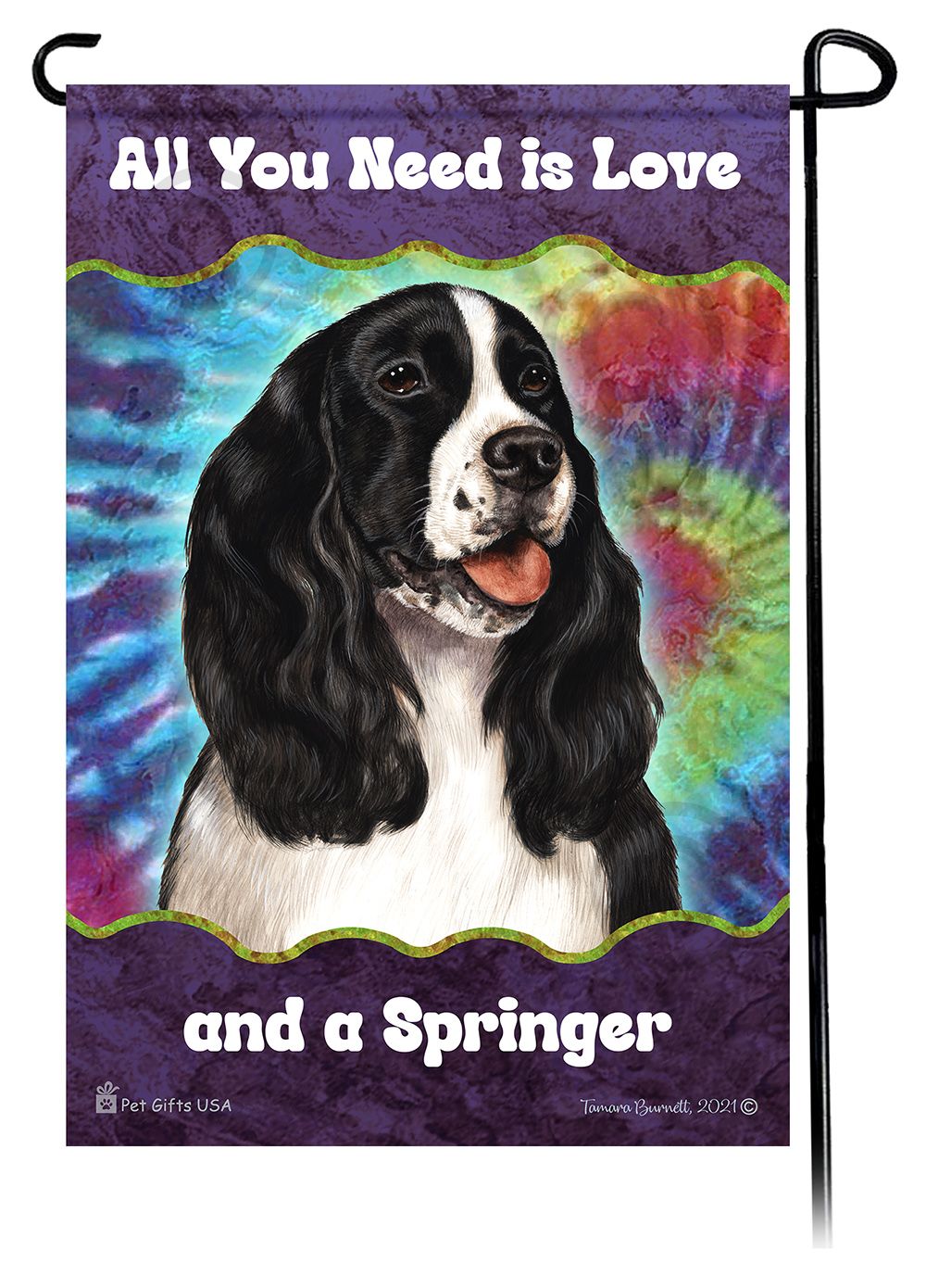 Springer Spaniel Black & White Woofstock Garden Flag image