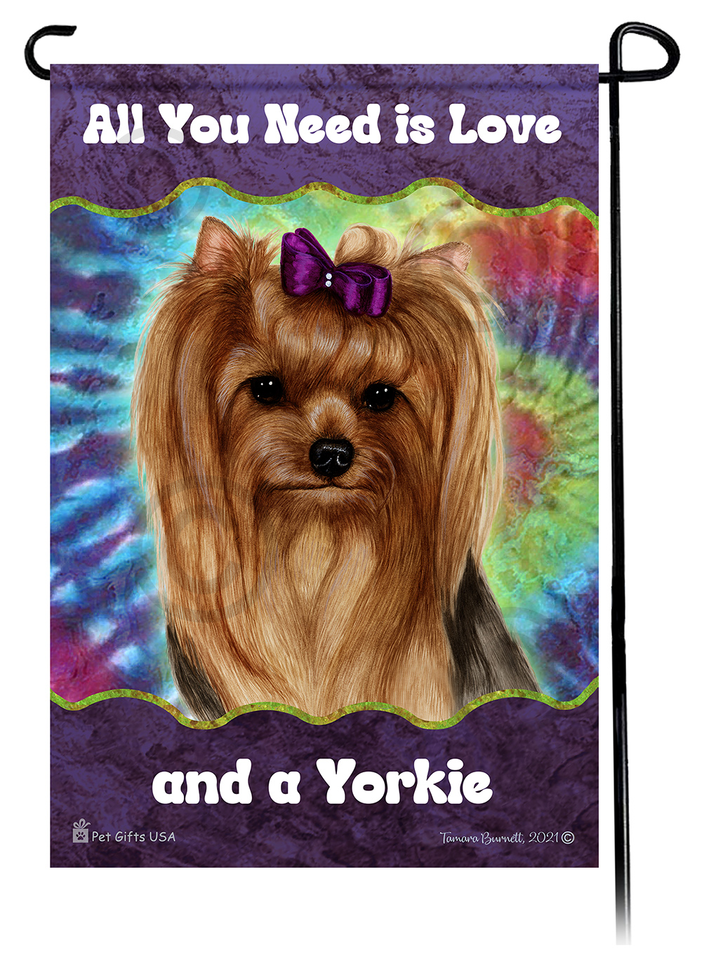 Yorkie Show Coat LH Woofstock Garden Flag Image