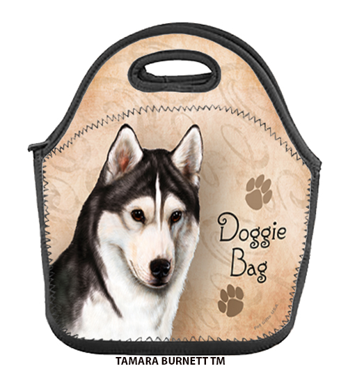 Siberian Husky Brown Eye Black/White - Lunch Bag image