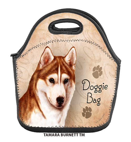 Siberian Husky Brown Eye Red/White - Lunch Bag image