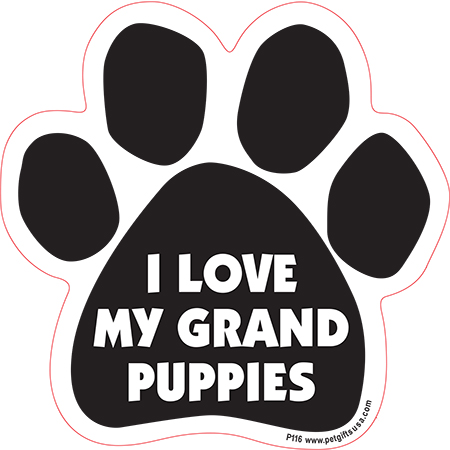 I Love My Grand Puppies - Paw Magnet Image