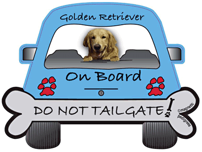 Golden Retriever On Board - Do Not Tailgate Magnet Image