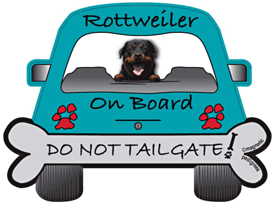 Rottweiler On Board - Do Not Tailgate Magnet Image
