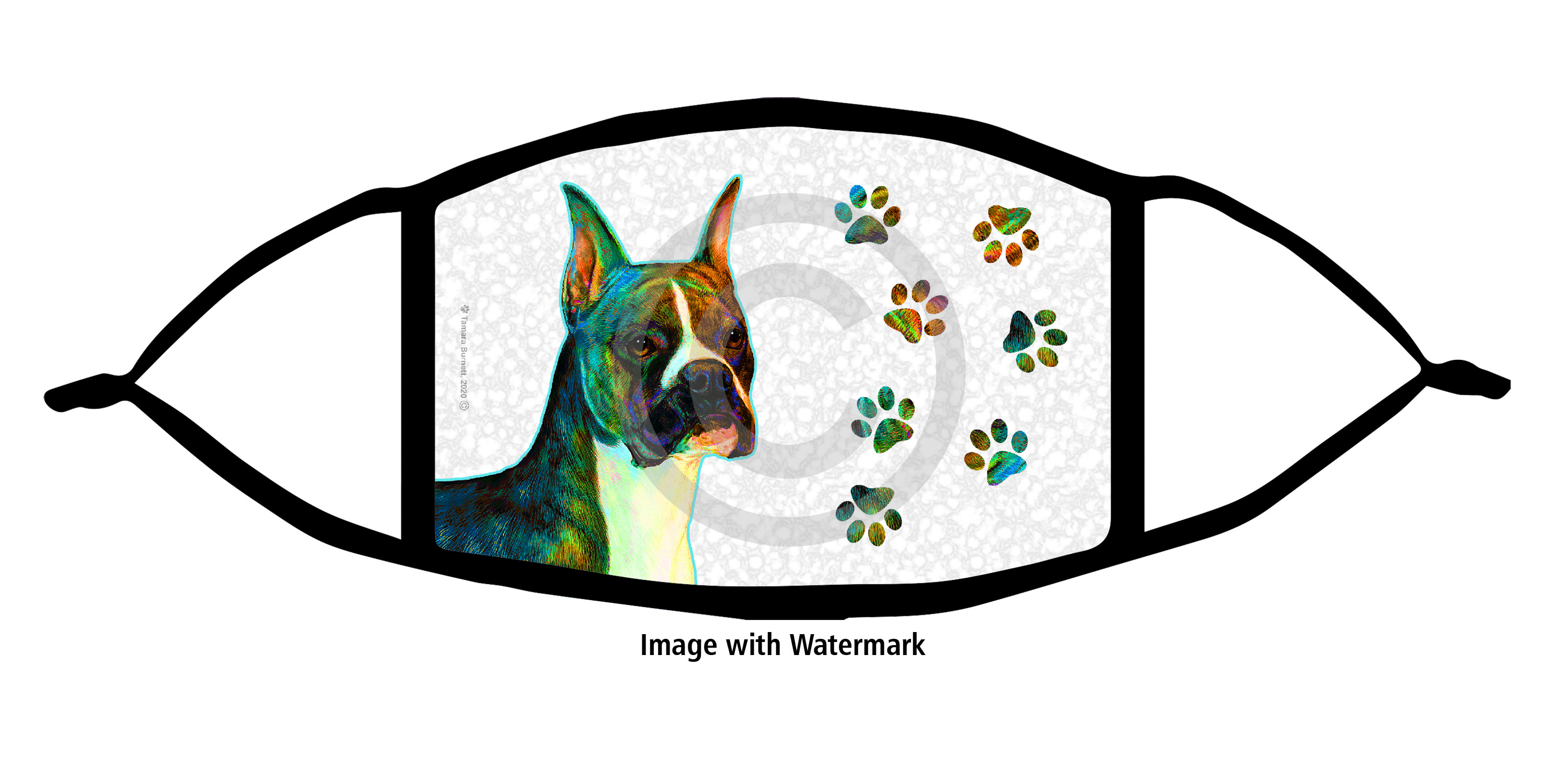 Boxer (Fawn and White Cropped Ears) Groovy Paws Cloth Face Mask image Boxer (Fawn and White Cropped Ears) Groovy Paws Cloth Face Mask image