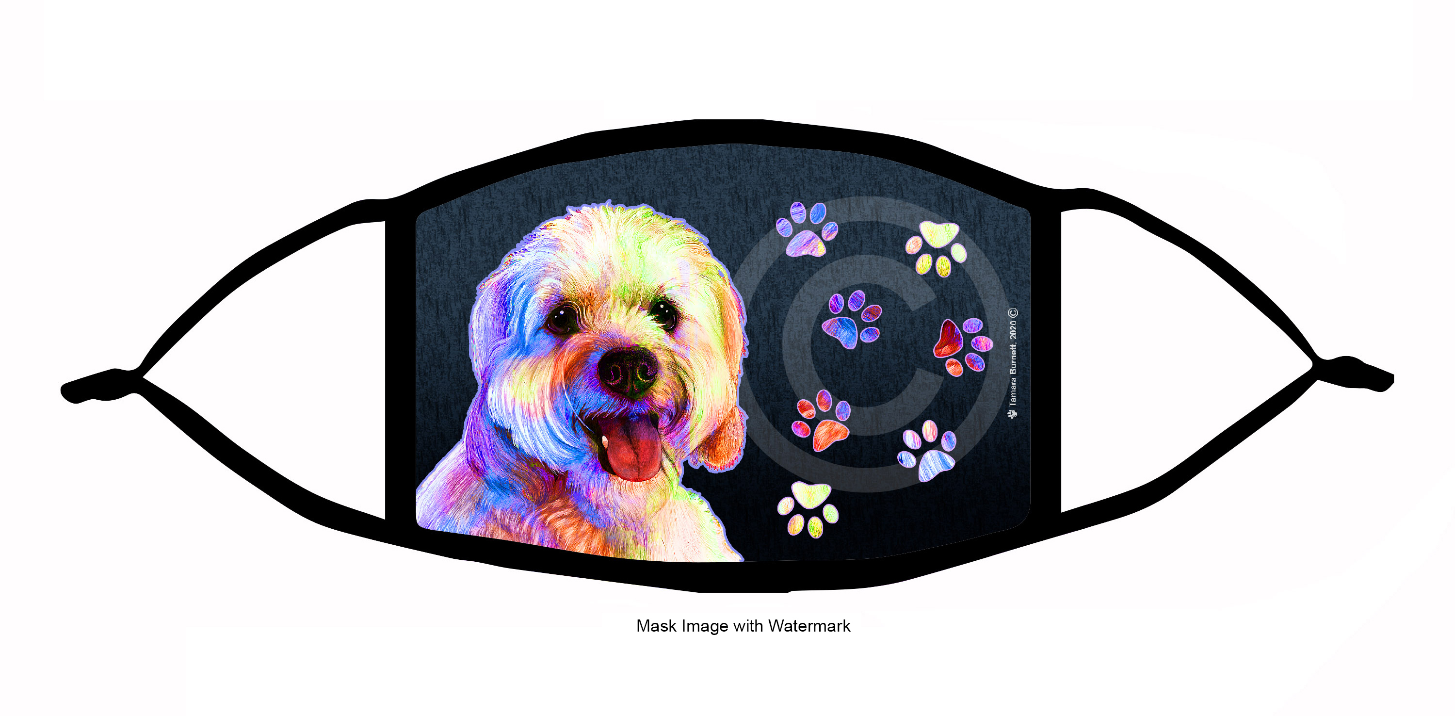 Cavapoo (Blonde) Funky Pups Cloth Face Mask Image Cavapoo (Blonde) Funky Pups Cloth Face Mask Image