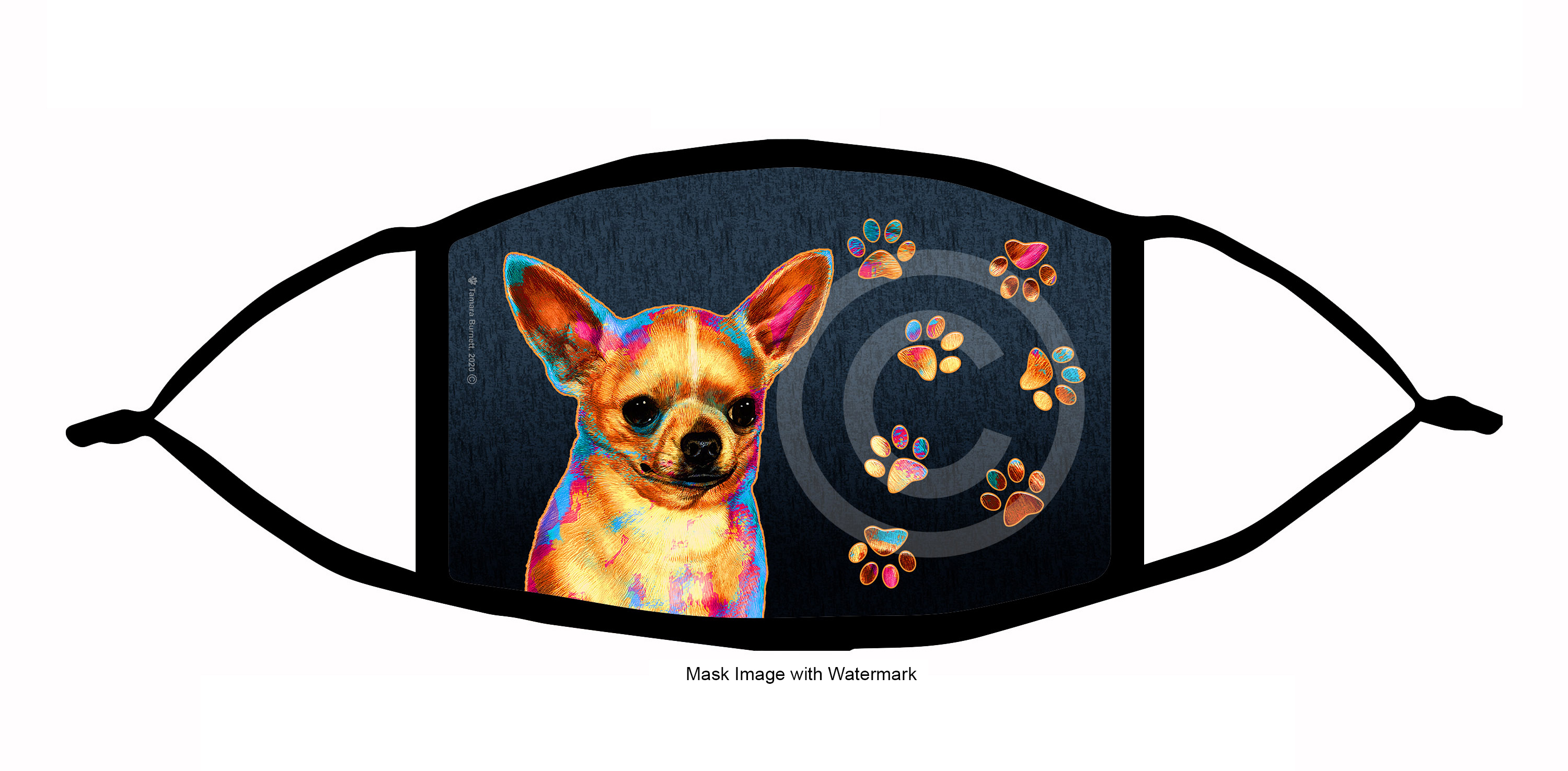 Chihuahua (Smooth (Fawn) Funky Pups Cloth Face Mask Image Chihuahua (Smooth (Fawn) Funky Pups Cloth Face Mask Image