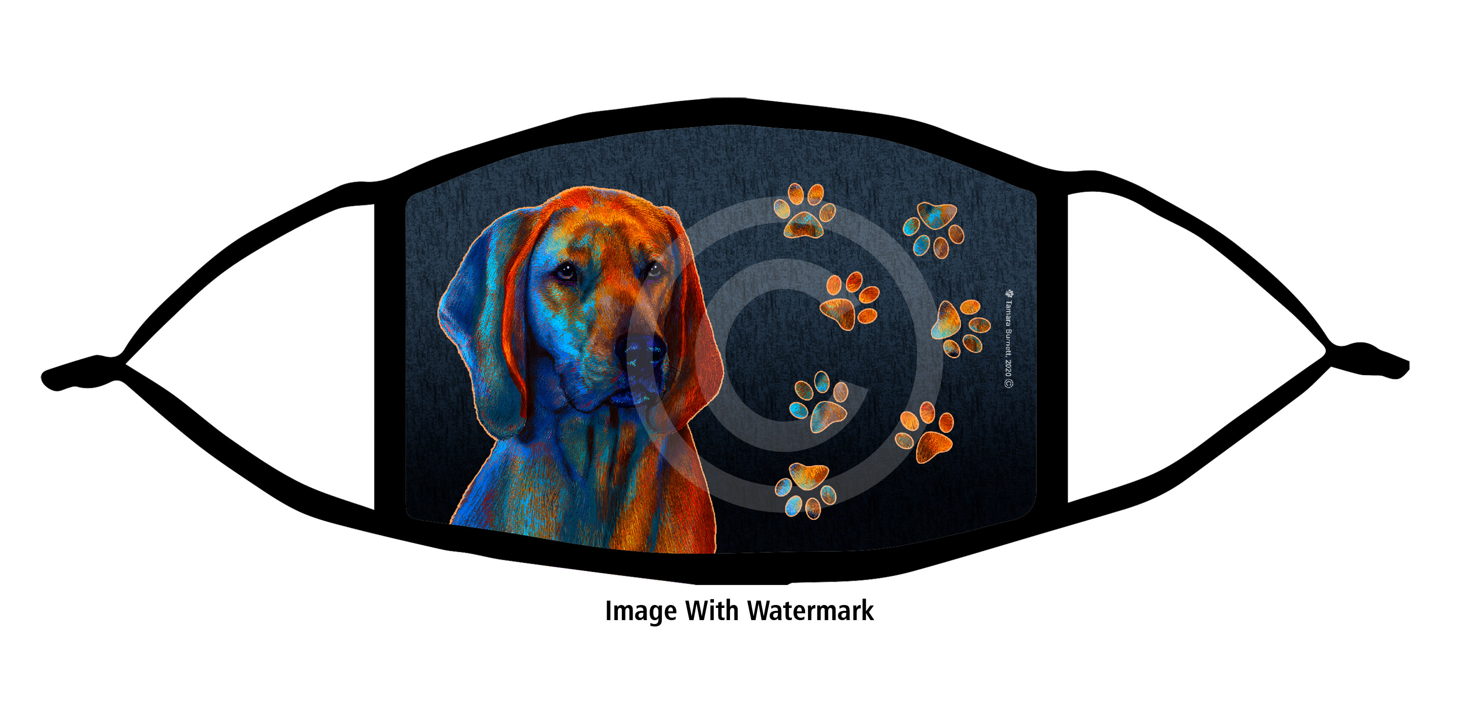 Coonhound Redbone Funky Pups Cloth Face Mask image
