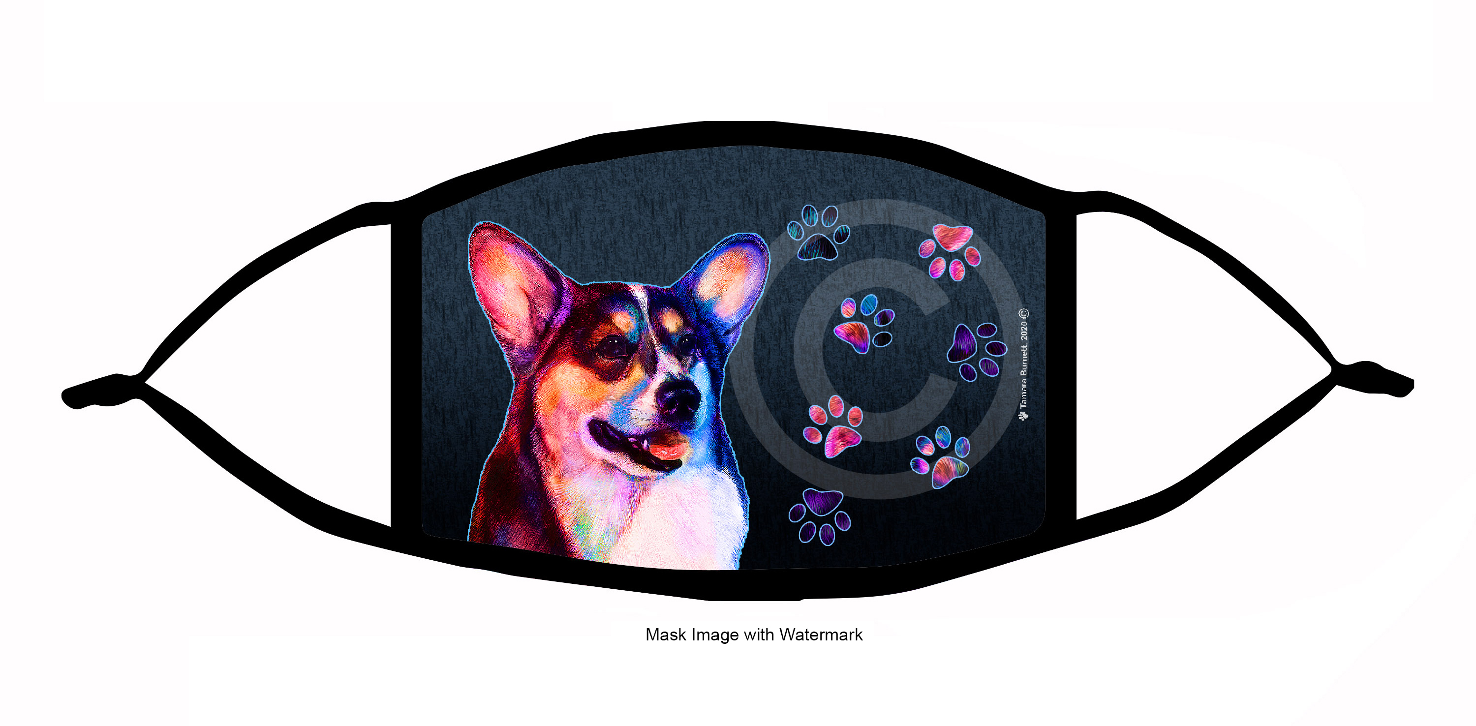 Pembroke Welsh Corgi (Tricolor) Funky Pups Cloth Face Mask Image Pembroke Welsh Corgi (Tricolor) Funky Pups Cloth Face Mask Image