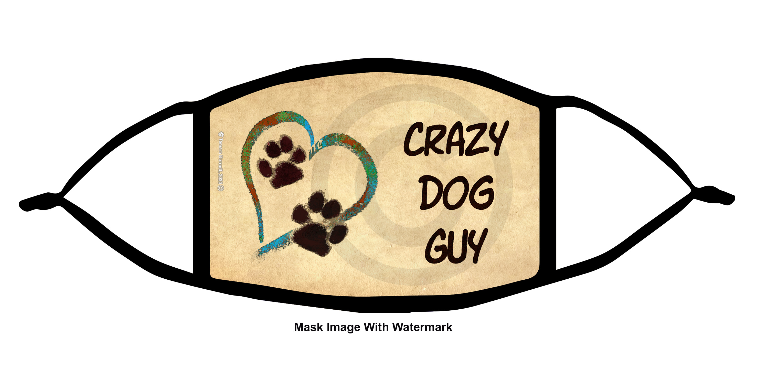 Crazy Dog Guy Paws On My Heart Cloth Face Mask Image Crazy Dog Guy Paws On My Heart Cloth Face Mask Image