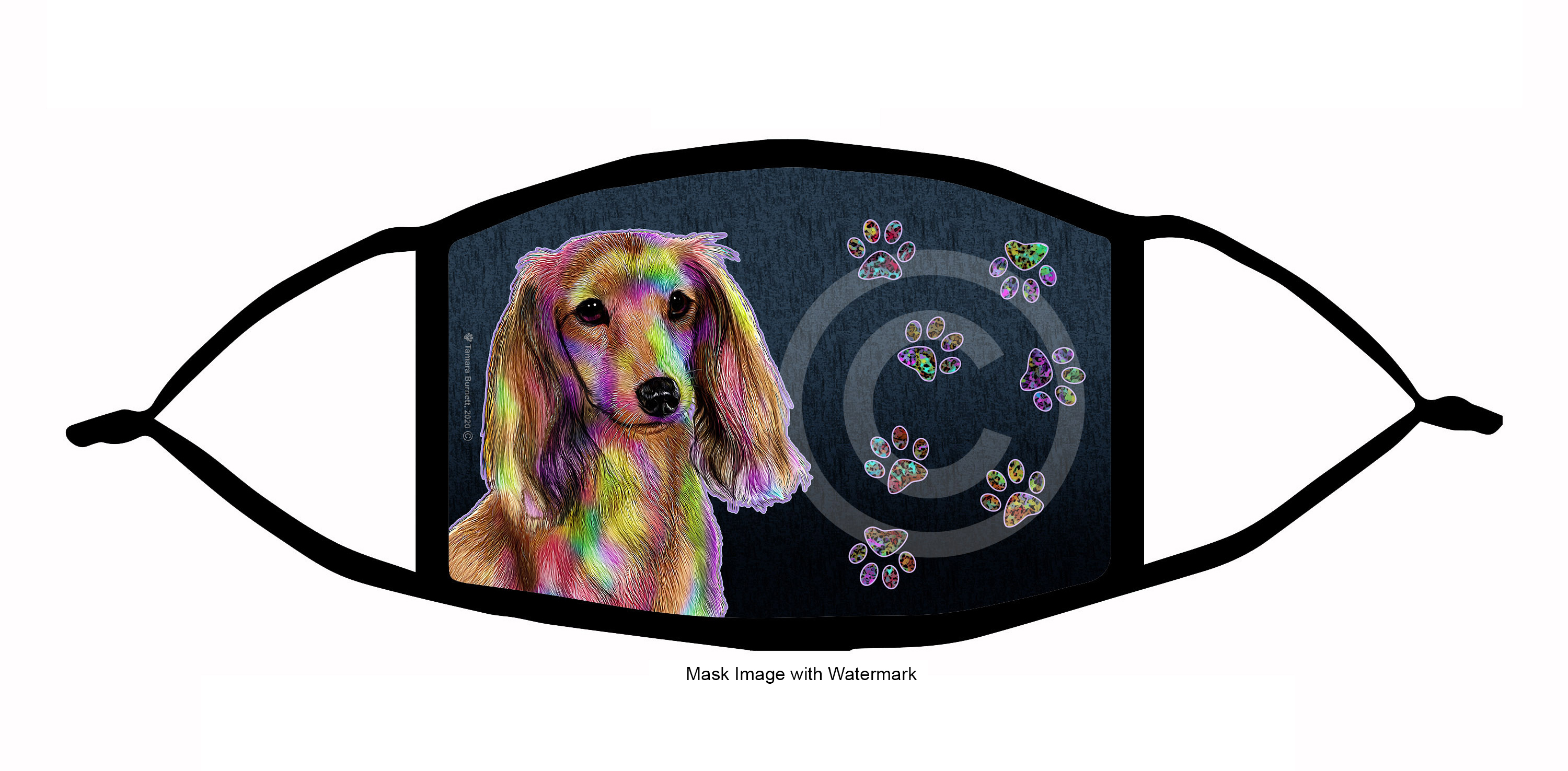 Dachshund (Longhaired Cream) Funky Pups Cloth Face Mask Image